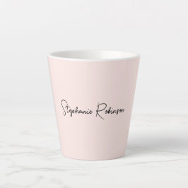 Caneca De Café Latte Tipografia de Nome de Monograma Blush Minimalista 