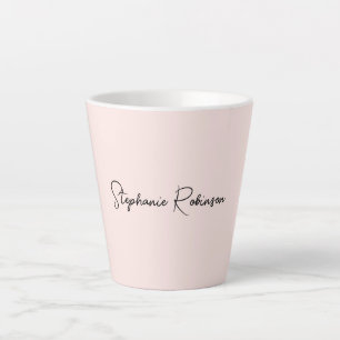 Caneca De Café Latte Tipografia de Nome de Monograma Blush Minimalista 