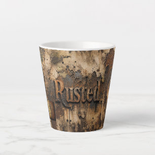 Caneca De Café Latte Tipografia Enferrujada na Parede Industrial Grunge