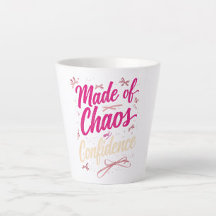 Caneca De Café Latte Tipografia Rosa Atrevida Caos e Confiança