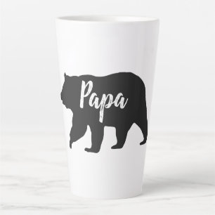 Caneca De Café Latte Tipografia Rústica Papa Urso Simples Preto e Bran