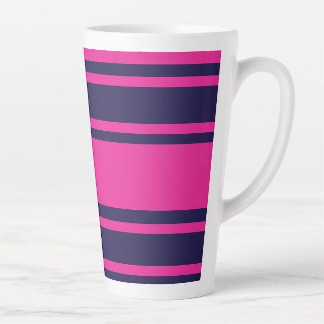 Caneca De Café Latte Tiras de Marinho rosa (Direita)