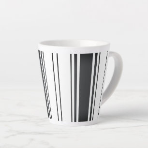 Caneca De Café Latte Tiras negras e brancas minimalistas modernas