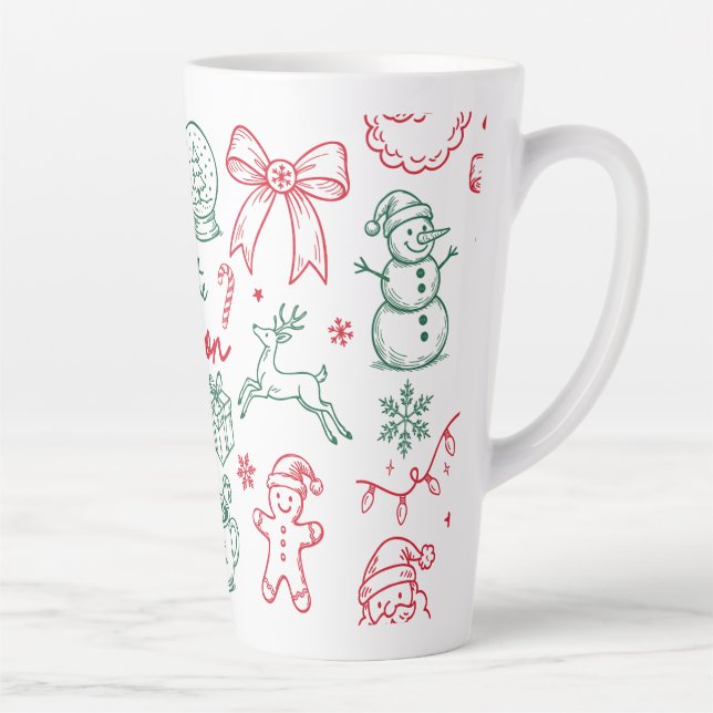 Caneca De Café Latte Tis the Season - Christmas Doodle (Direita)