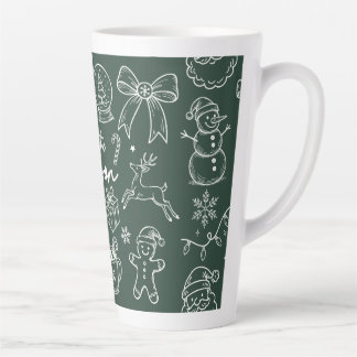 Caneca De Café Latte Tis the Season - Christmas Doodle