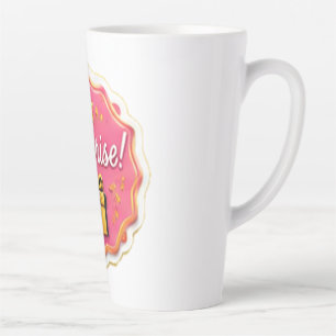 Caneca De Café Latte Título: Adesivo de Caixa de Presente Cor-de-Rosa "