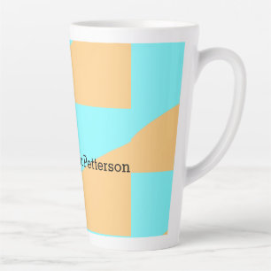 Caneca De Café Latte Título da letra monograma adicionar nome verde azu
