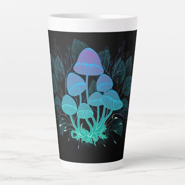 Caneca De Café Latte Toadstools em arbustos (Frente)