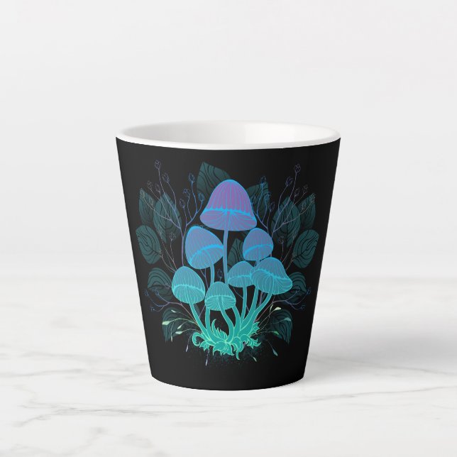 Caneca De Café Latte Toadstools em arbustos (Frente)