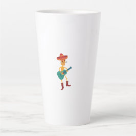 Caneca De Café Latte Toca violão esqueleto festivo