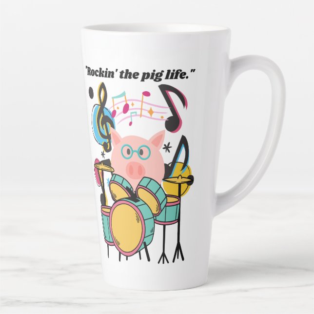 Caneca De Café Latte Tocando a vida do porco (Direita)
