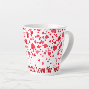Caneca De Café Latte Todo Amor Latte Corações Vermelhos Confetes Person