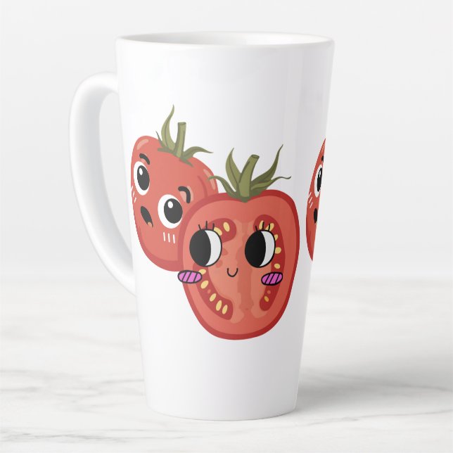 Caneca De Café Latte Tomate em Adoração  (Ângulo esquerdo)