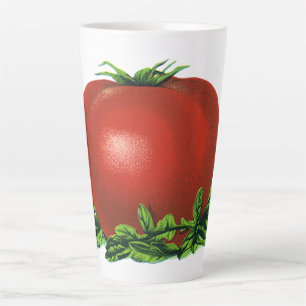 Caneca De Café Latte Tomate Vermelho Maduro Vintage, Legumes e Frutas