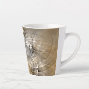 Caneca De Café Latte Tons da Terra Textura de Arte Fractal Moderna Abst