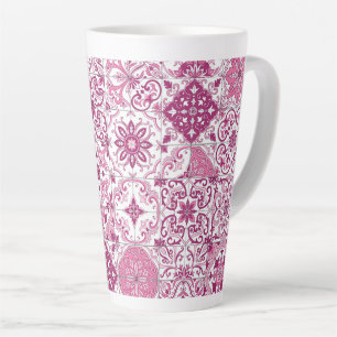 Caneca De Café Latte tons mediterrâneos/ azulejos