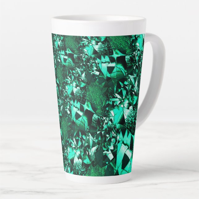 Caneca De Café Latte Tons verdes, brilhantes, com alivio (Ângulo direito)