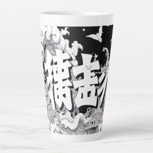 Caneca De Café Latte Tóquio Preto e Branco