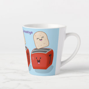 Caneca De Café Latte Torrada de kawaii e desenho animado em torradeira 