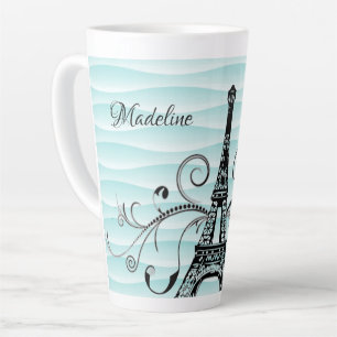 Caneca De Café Latte Torre Eiffel Cheia de Latte Mug