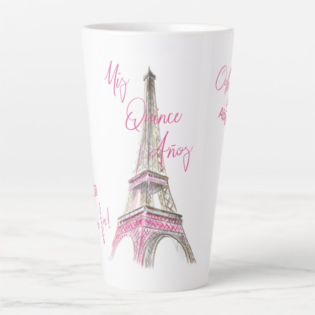 Caneca De Café Latte Torre Eiffel Paris Personalizada Mis Quince Anos (Frente)