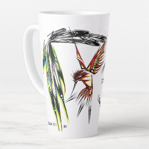 Caneca De Café Latte Totem de Hummingbird Latino