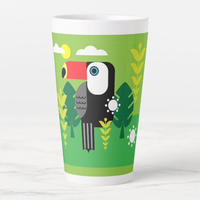Caneca De Café Latte Toucan Tropical Bird (Frente)