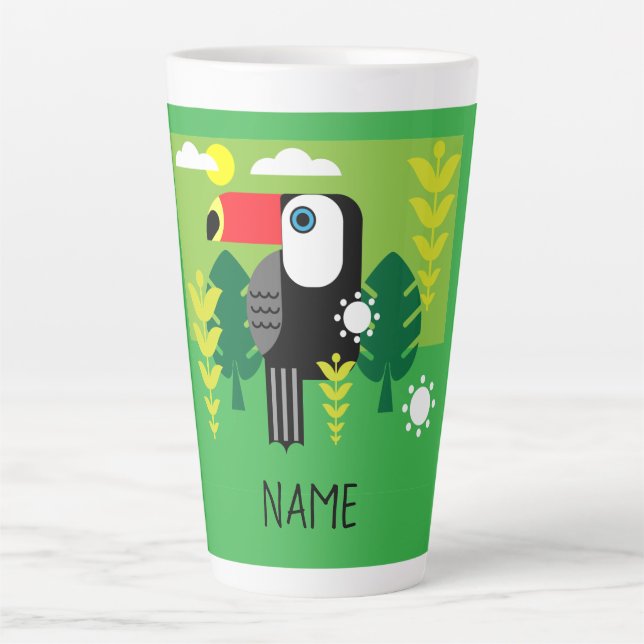 Caneca De Café Latte Toucan Tropical Bird (Frente)