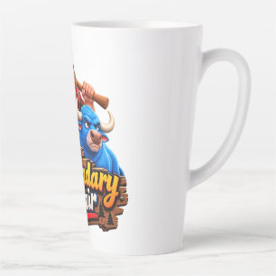 Caneca De Café Latte Touro Azul Engraçado e Design de Lenhador 3D de De