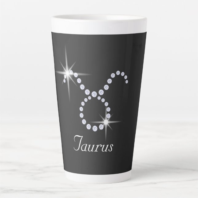 Caneca De Café Latte Touro de Diamante Brilhante  (Frente)