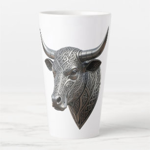 Caneca De Café Latte Touro de Prata Céltico Cabeça Viking Céltico