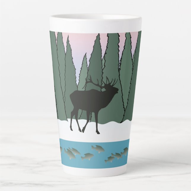 Caneca De Café Latte Touro e lama de lata de peixe (Frente)