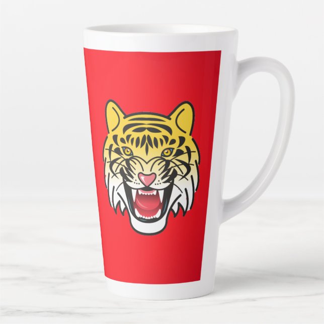 Caneca De Café Latte Trabalho de arte-21876 Tigre Rindo (Direita)