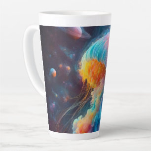 Caneca De Café Latte Trabalho de arte de medusa cósmica