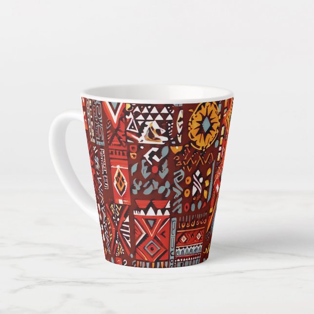 Caneca De Café Latte trabalho de arte de superfície geométrica de abstr (Ângulo esquerdo)