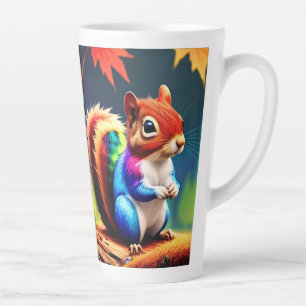 Caneca De Café Latte Trabalho de arte digital de esquilo colorido bonit