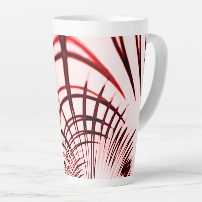 Caneca De Café Latte Traços curvos vermelhos cruzados em fundo claro (Ângulo direito)