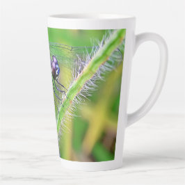 Caneca De Café Latte Traços espirituais de Dragonfly púrpura