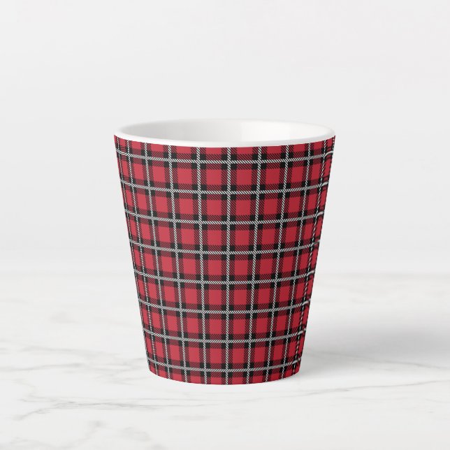 Caneca De Café Latte Traditional Red & Black Scottish Plaid (Frente)