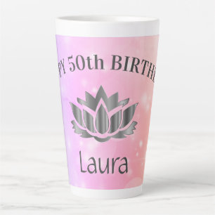 Caneca De Café Latte Trava de 50.ª Placa de Aniversário Personalizada