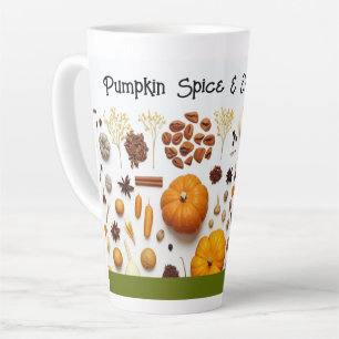 Caneca De Café Latte Trava do Monograma de Pumpkin Spice