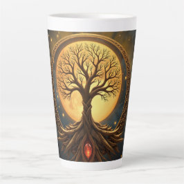 Caneca De Café Latte Tree of Life – Moonlit Enlightenment