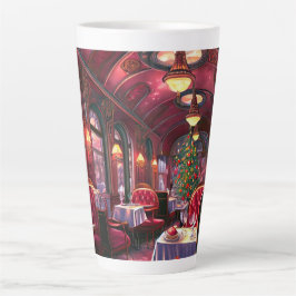 Caneca De Café Latte Trem de Vapor Natalino Vintage Floresta de Madeira