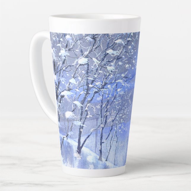 Caneca De Café Latte Trendy Christmas Winter Woods Latte Mug (Ângulo esquerdo)