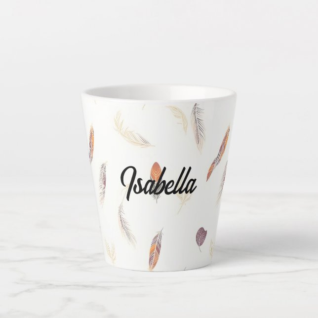Caneca De Café Latte Trendy Feathers Luxury Boho Collection (Frente)