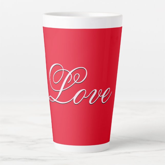 Caneca De Café Latte Trendy Love Calliografia Script Red (Frente)