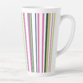 Caneca De Café Latte Trendy Modern New Pink Green Stripes