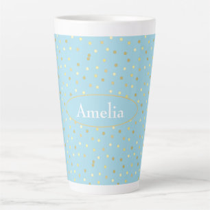 Caneca De Café Latte Trendy Pastel Blue Confetti Pontos