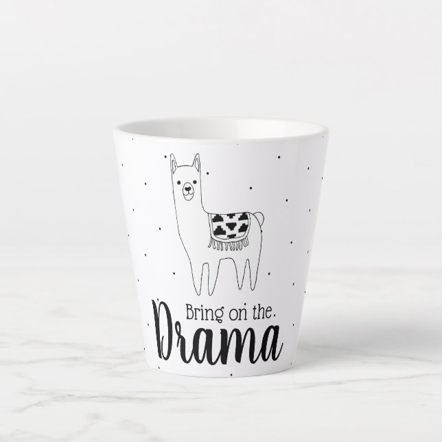 Caneca De Café Latte Trendy traga o drama Llama (Frente)