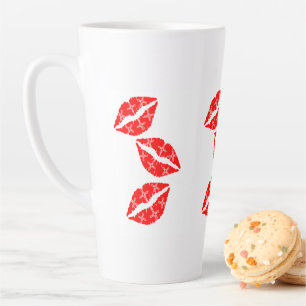 Caneca De Café Latte Três Brisos de Batom Vermelho com Presente Branco